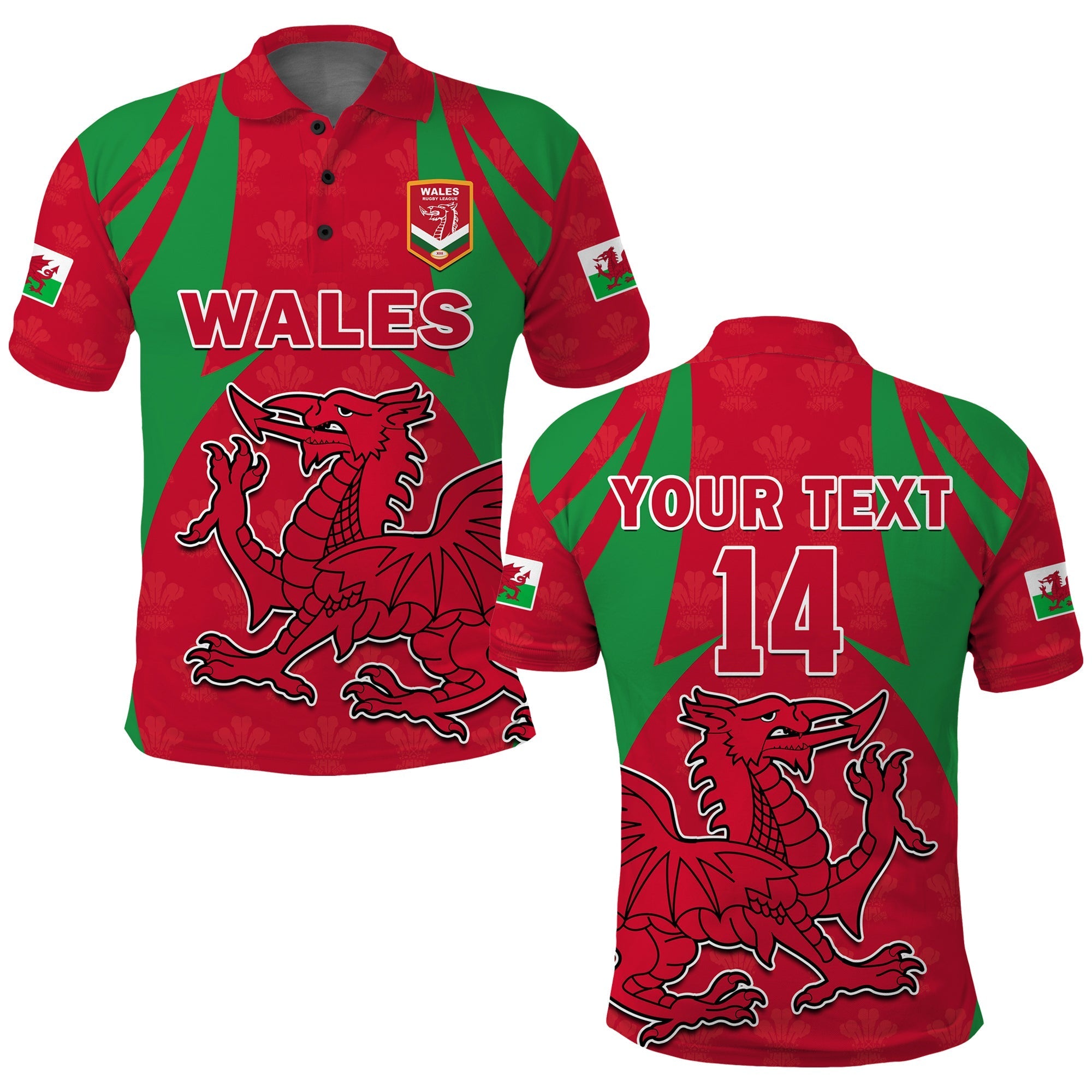 (Custom Text And Number) Wales Rugby Polo Shirt The Dragons National Team Come On Cymru LT14