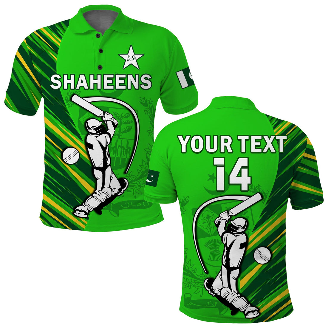(Custom Text And Number) Pakistan Cricket Polo Shirt Go Shaheens Simple Style LT14