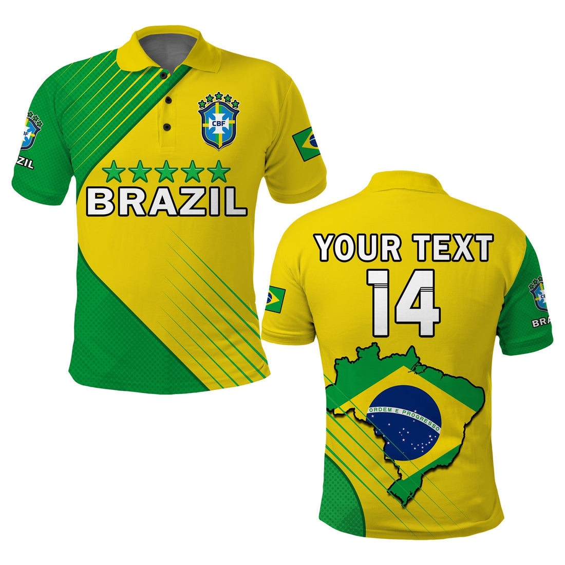 (Custom Text And Number) Brazil Football Polo Shirt Brasil Map Come On Canarinho Sporty Style LT14