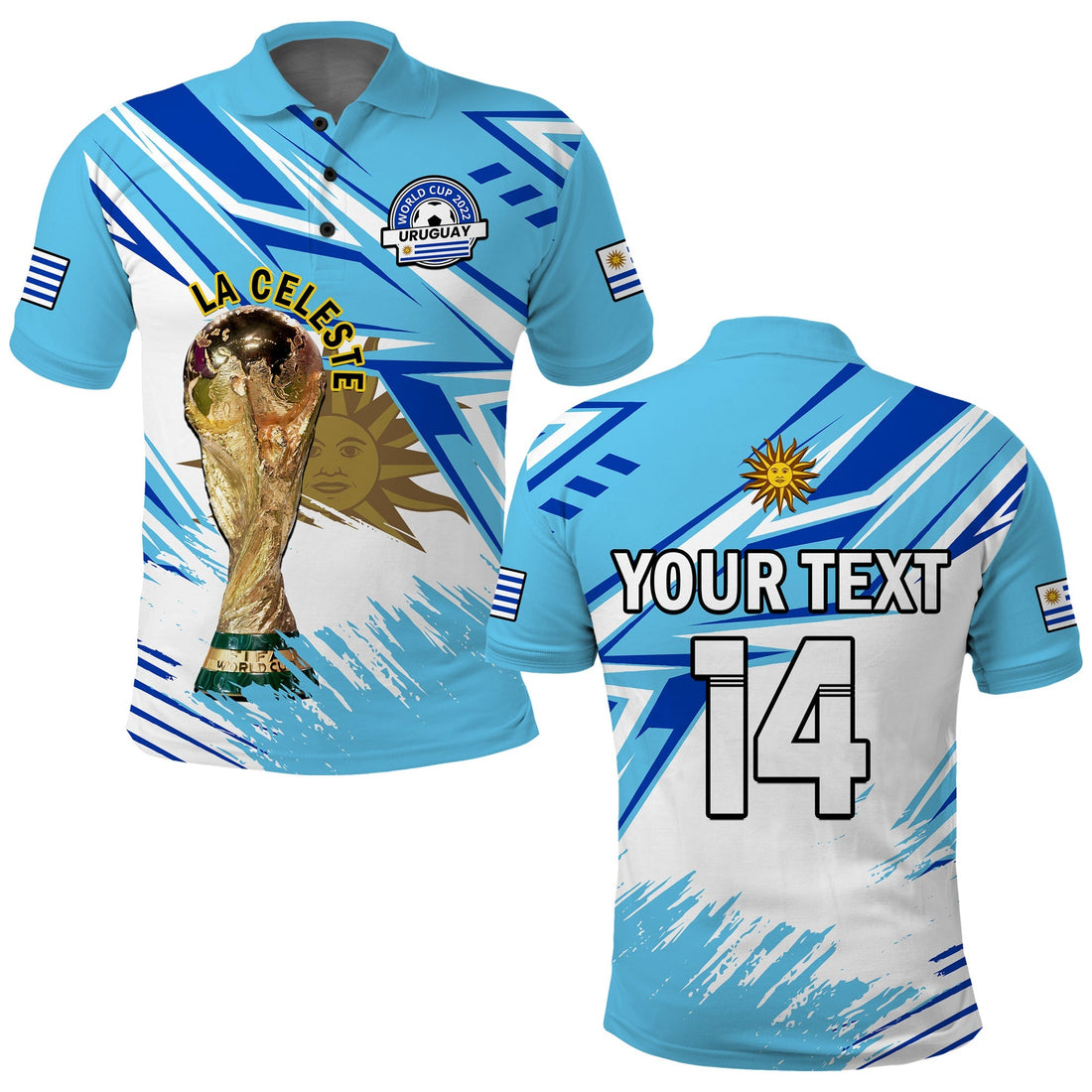 (Custom Text And Number) Uruguay Football Polo Shirt La Celeste WC 2022 Sporty Style LT14