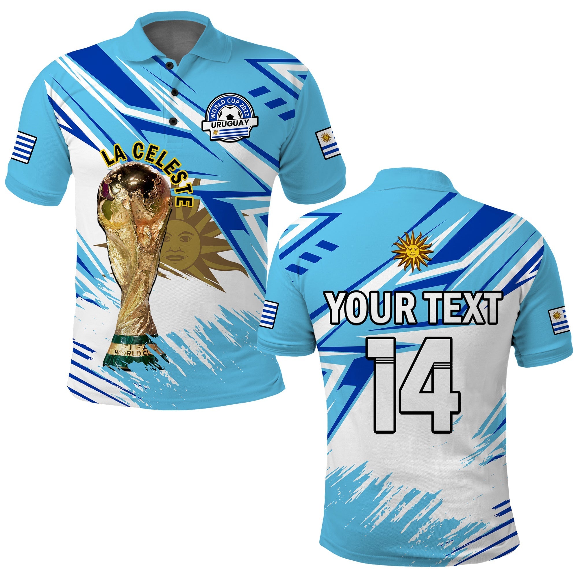 (Custom Text And Number) Uruguay Football Polo Shirt La Celeste WC 2022 Sporty Style LT14