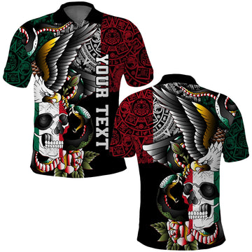 Custom Mexico Polo Shirt Mexican Skull Eagle With Angry Snake LT14