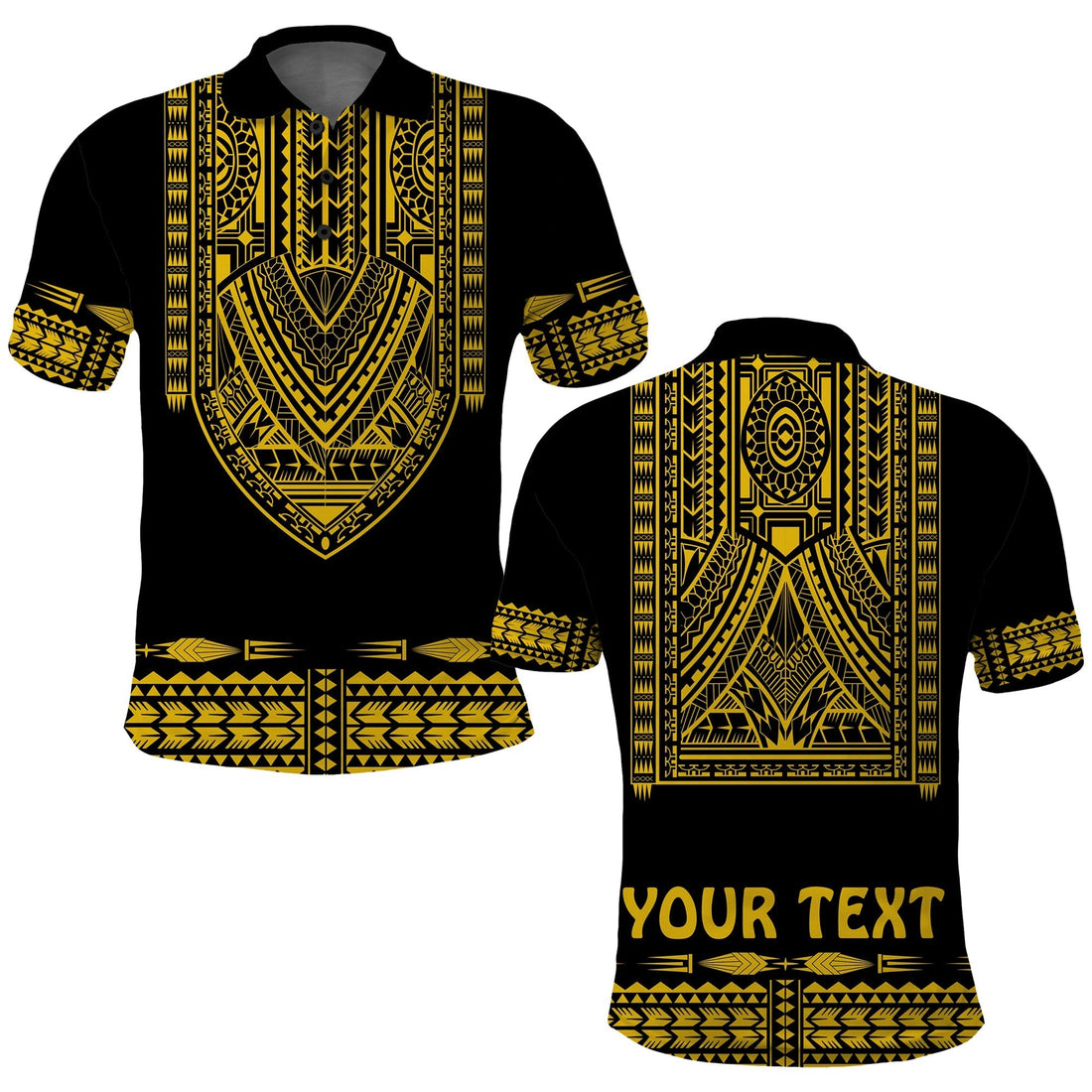 Custom Polynesian Polo Shirt Dashiki With Polynesian Tattoo Royal Golden Version LT14
