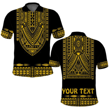 Custom Polynesian Polo Shirt Dashiki With Polynesian Tattoo Royal Golden Version LT14