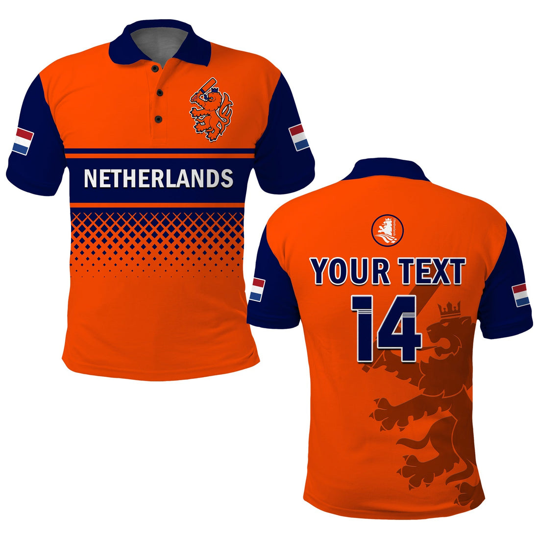 (Custom Text And Number) Netherlands Cricket Polo Shirt ODI Simple Orange Style LT14