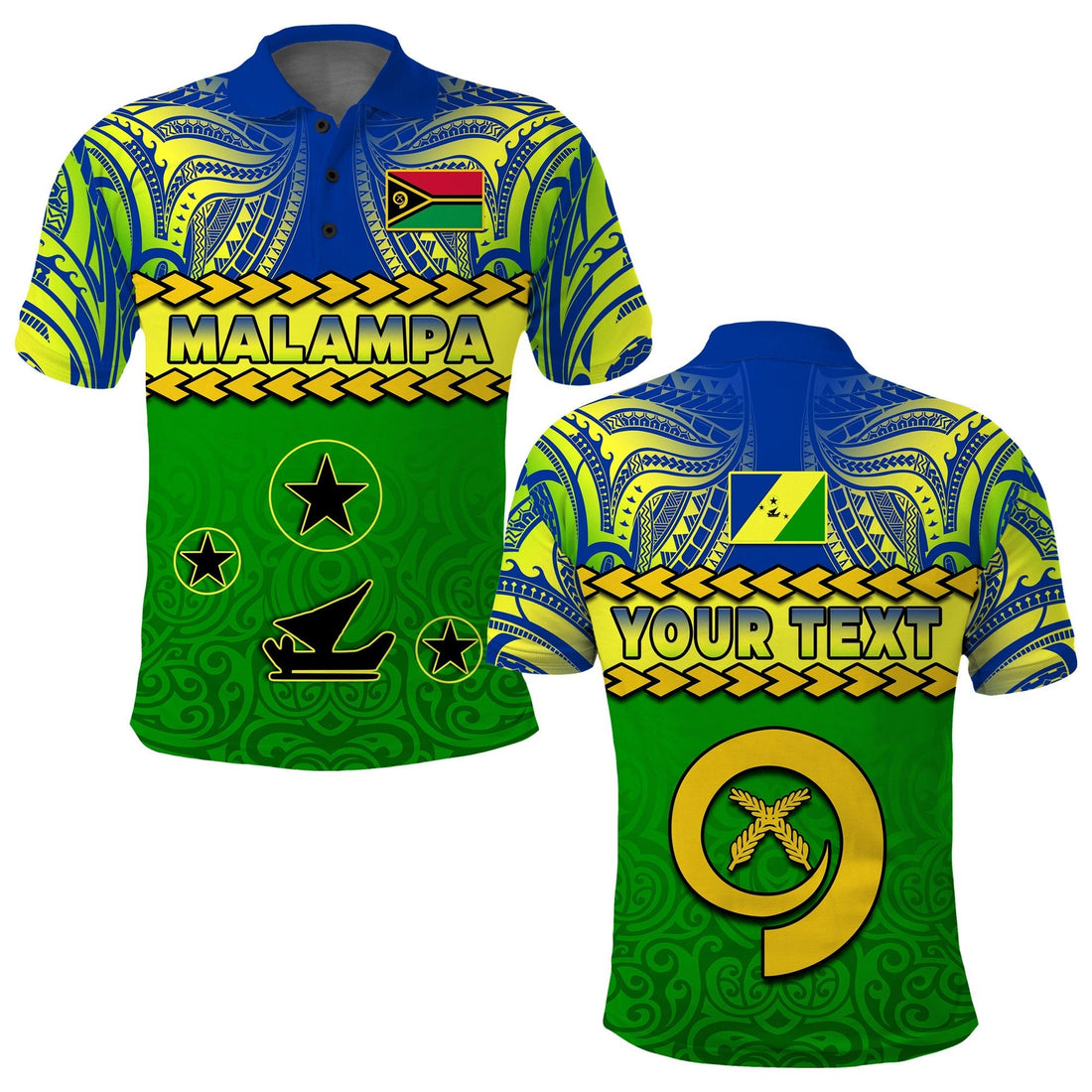 Custom Malampa Province Polo Shirt Vanuatu Pig Tusk Polynesian Flag Style LT14