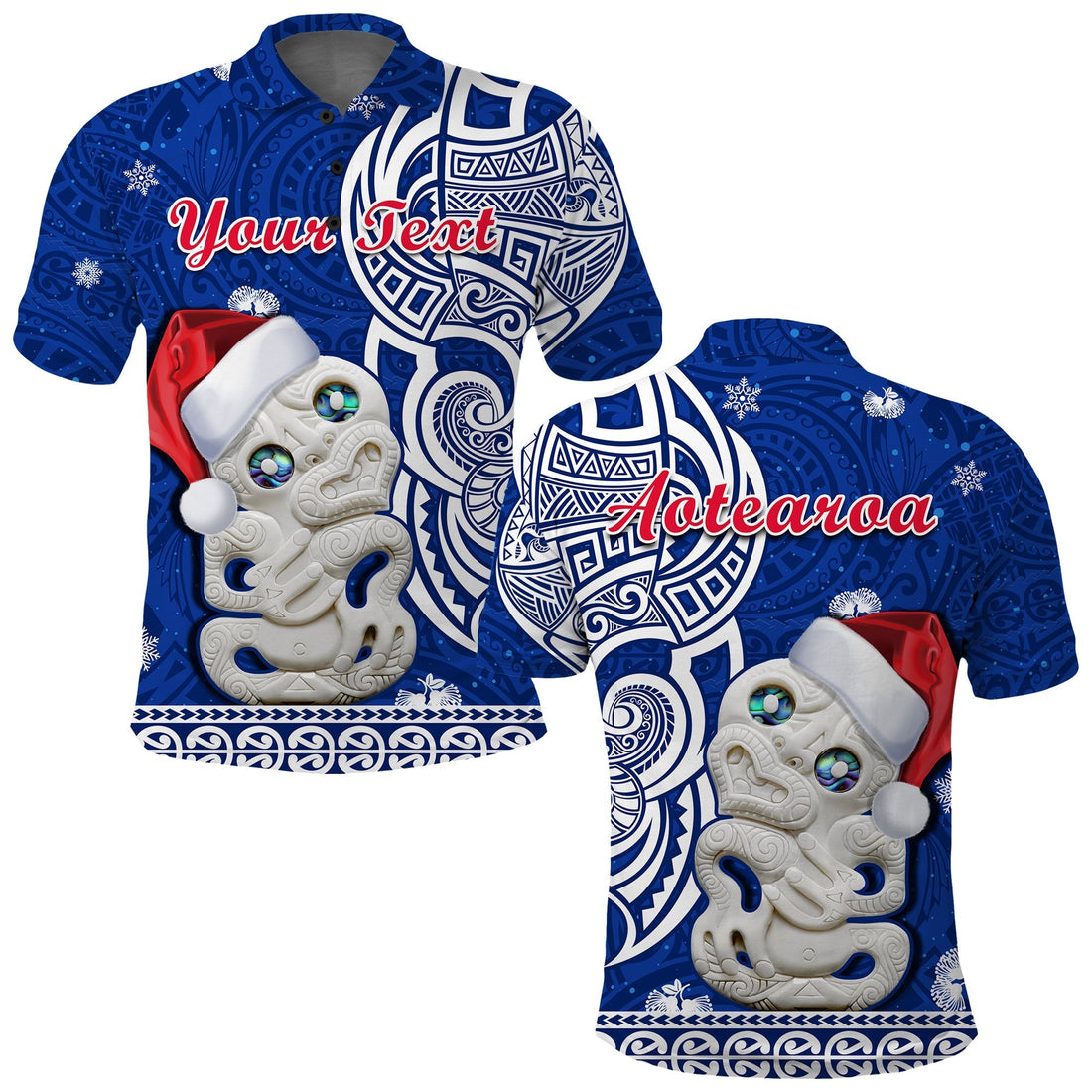 Custom New Zealand Polo Shirt Christmas Hei Tiki Blue Pohutukawa Meri Kirihimete LT14