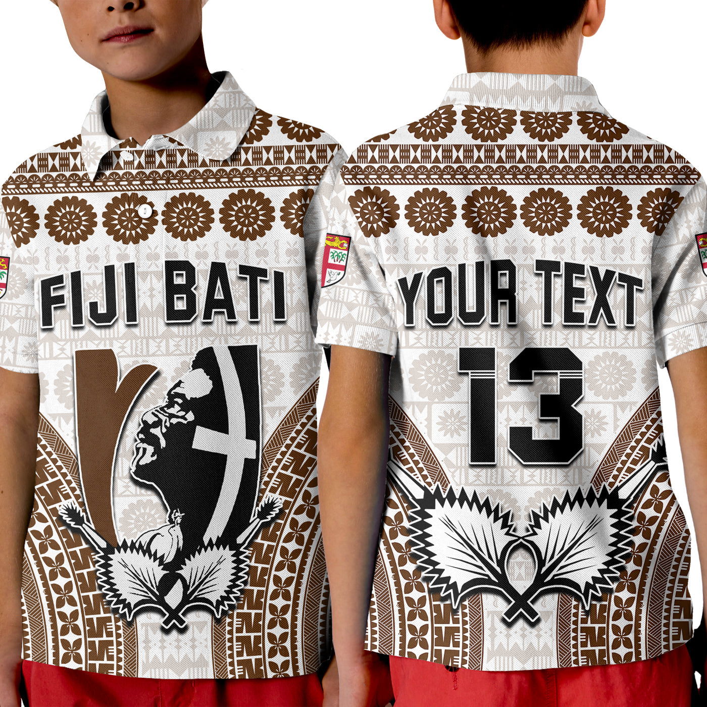 Custom Text and Number Fiji Rugby Bati Polo Shirt Proud Tapa Pattern LT13