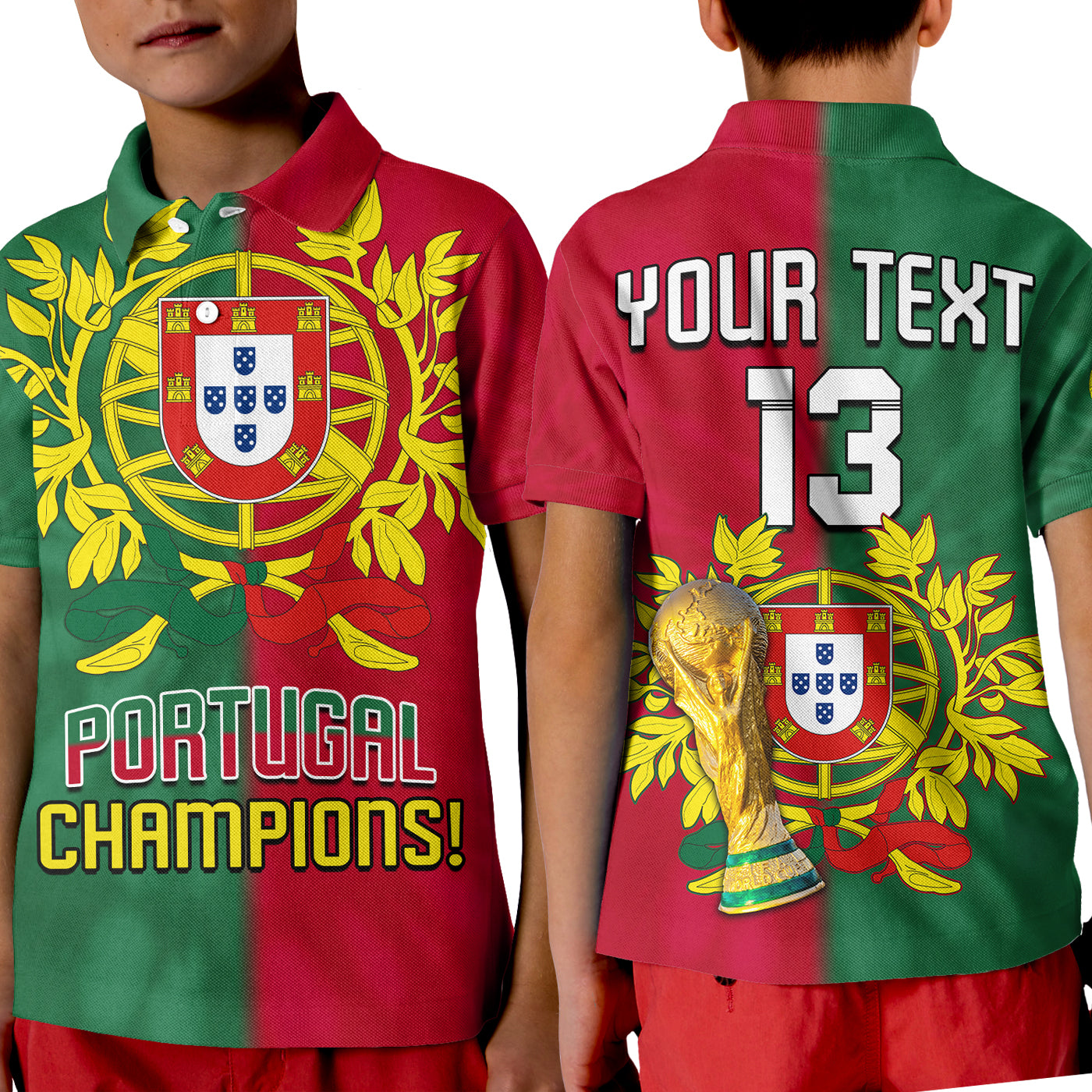 (Custom Text and Number) Portugal Football Polo Shirt Campeao Football 2022 Tie Dye Special LT13
