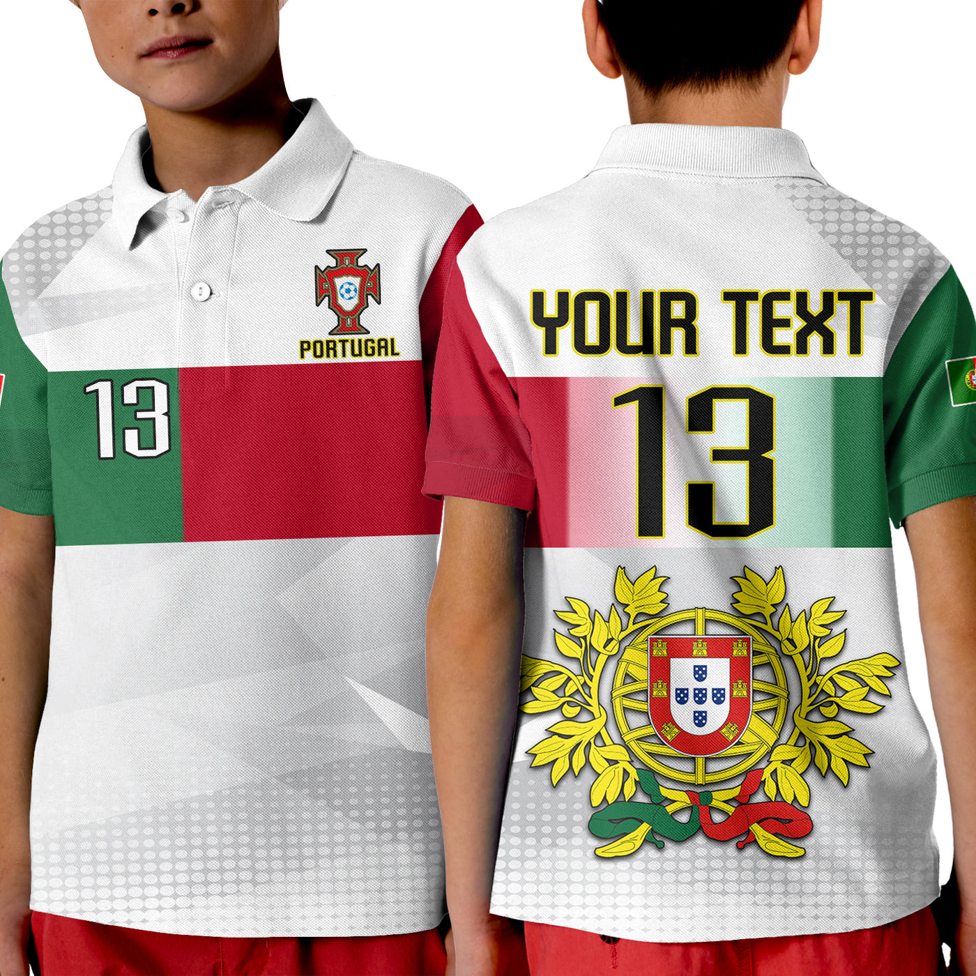 (Custom Text and Number) Portugal Football Polo Shirt Campeao Football 2022 White Sporty LT13