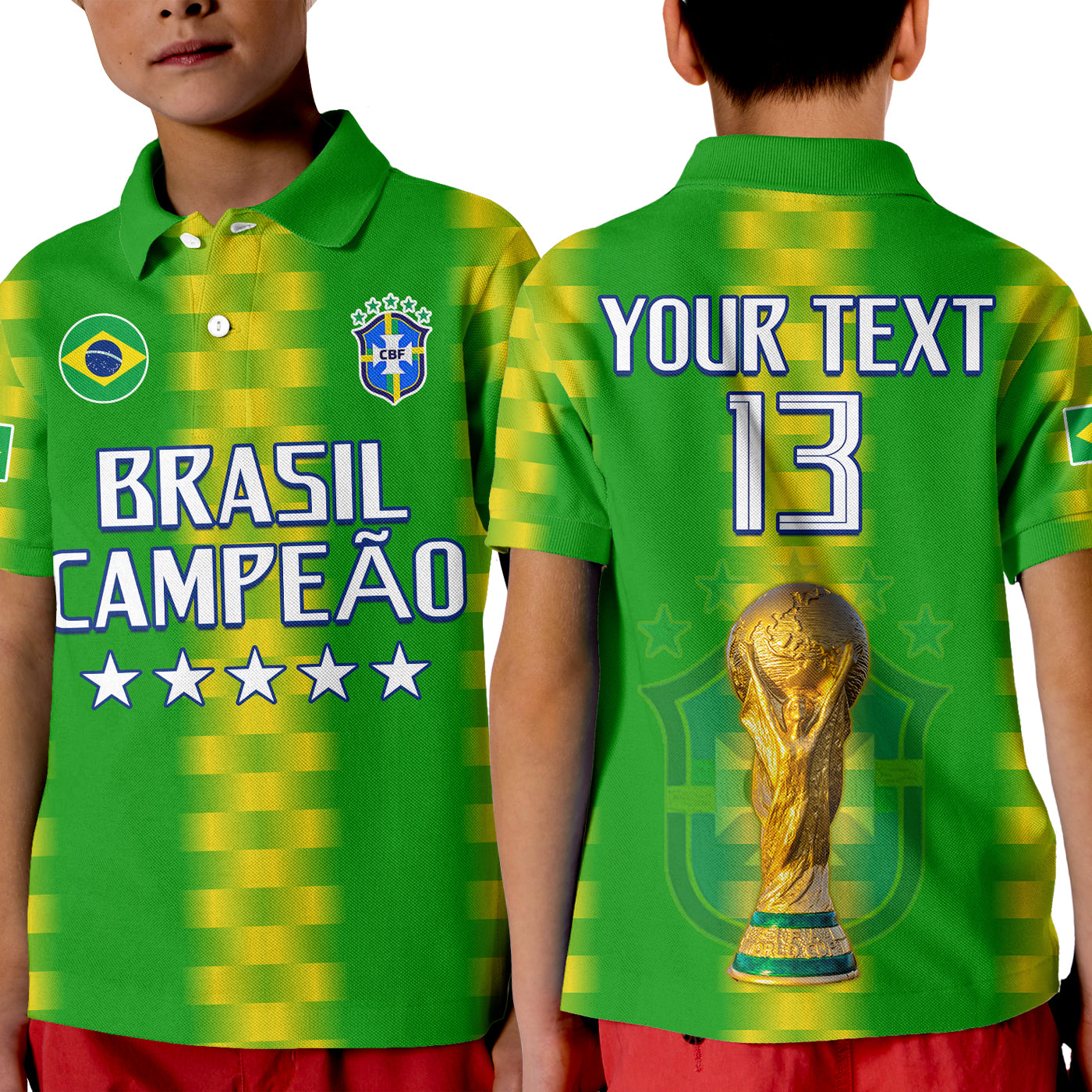 (Custom Text and Number) Brazil Football Champions Polo Shirt Proud Selecao LT13