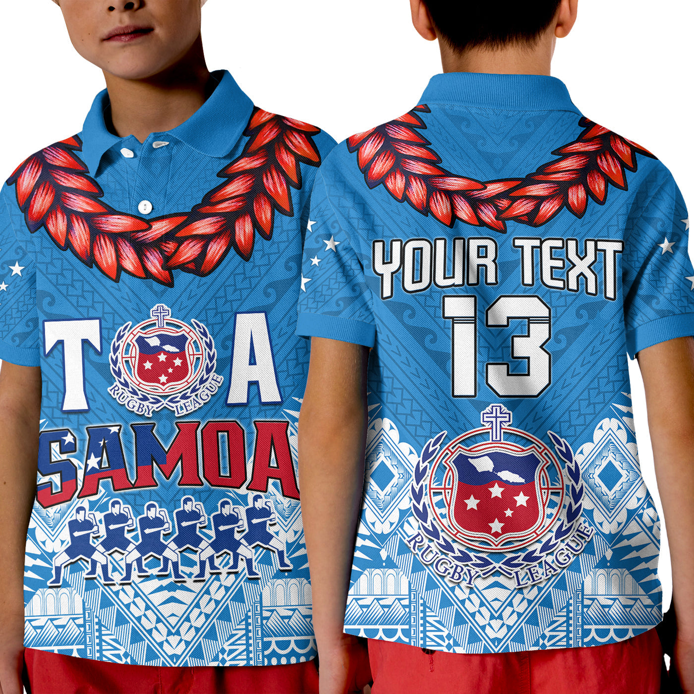 (Custom Text and Number) Toa Samoa Rugby Polo Shirt Manu Siva Tau Style Ulafala LT13