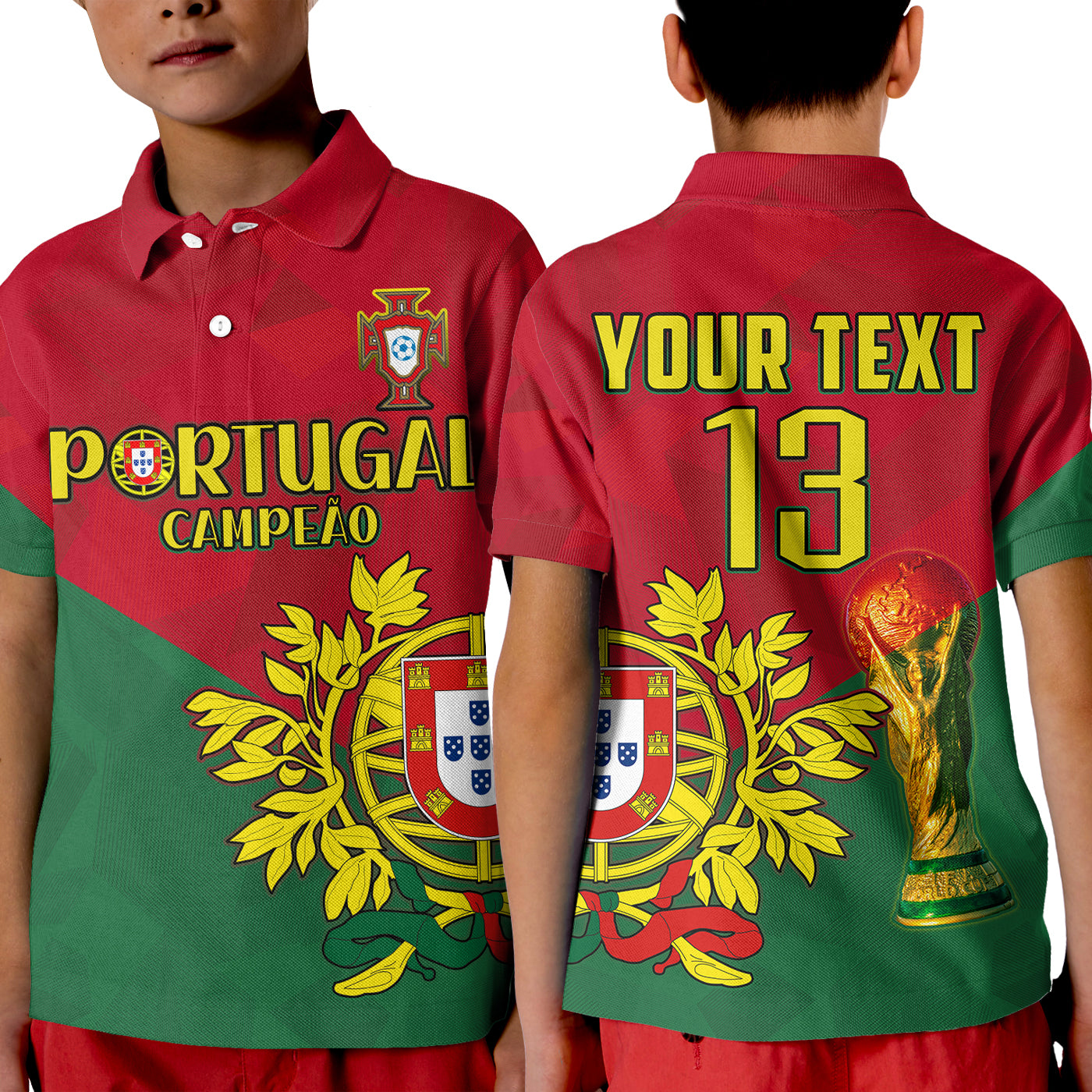 (Custom Text and Number) Portugal Football Polo Shirt Campeao Football 2022 Proud LT13