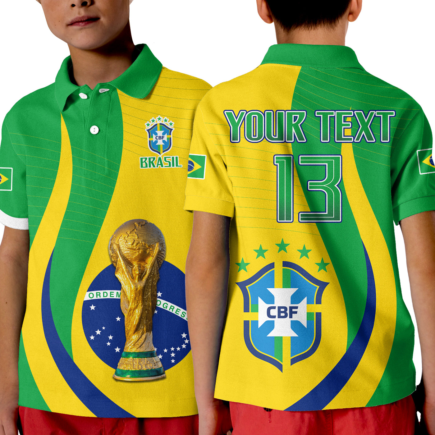 (Custom Text and Number) Brazil Football Champions Polo Shirt Selecao Style Vibe LT13