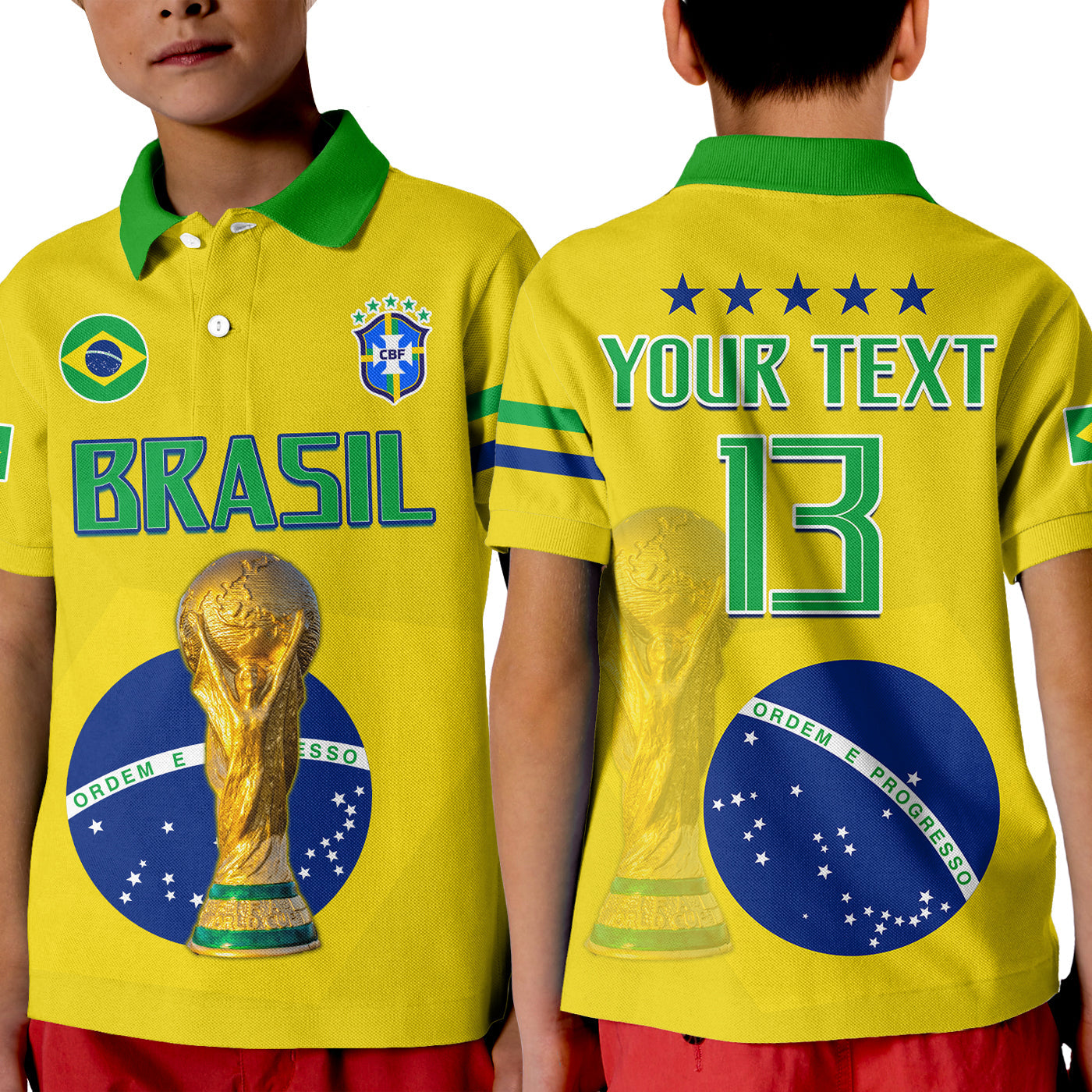 (Custom Text and Number) Brazil Football Polo Shirt Go Champions Selecao Campeao LT13