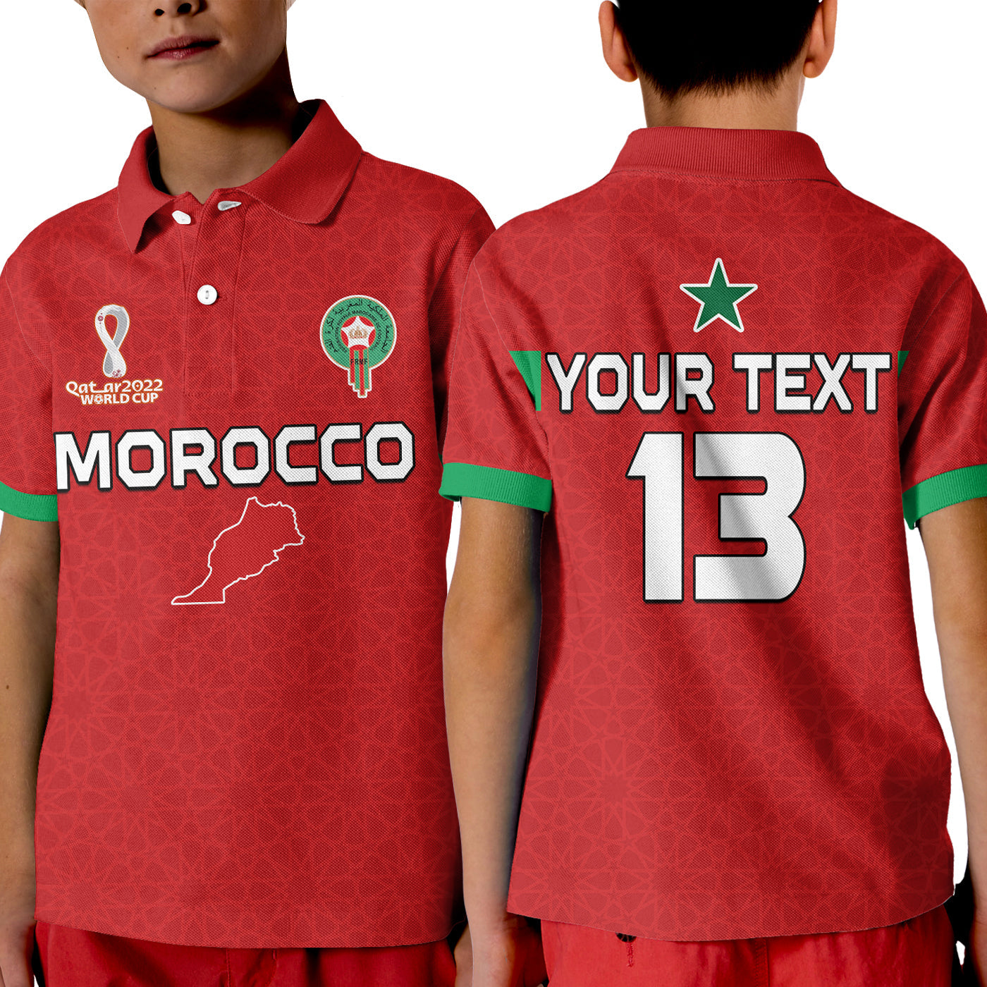 (Custom Text and Number) Morocco Football Polo Shirt Champions World Cup Soccer Proud LT13