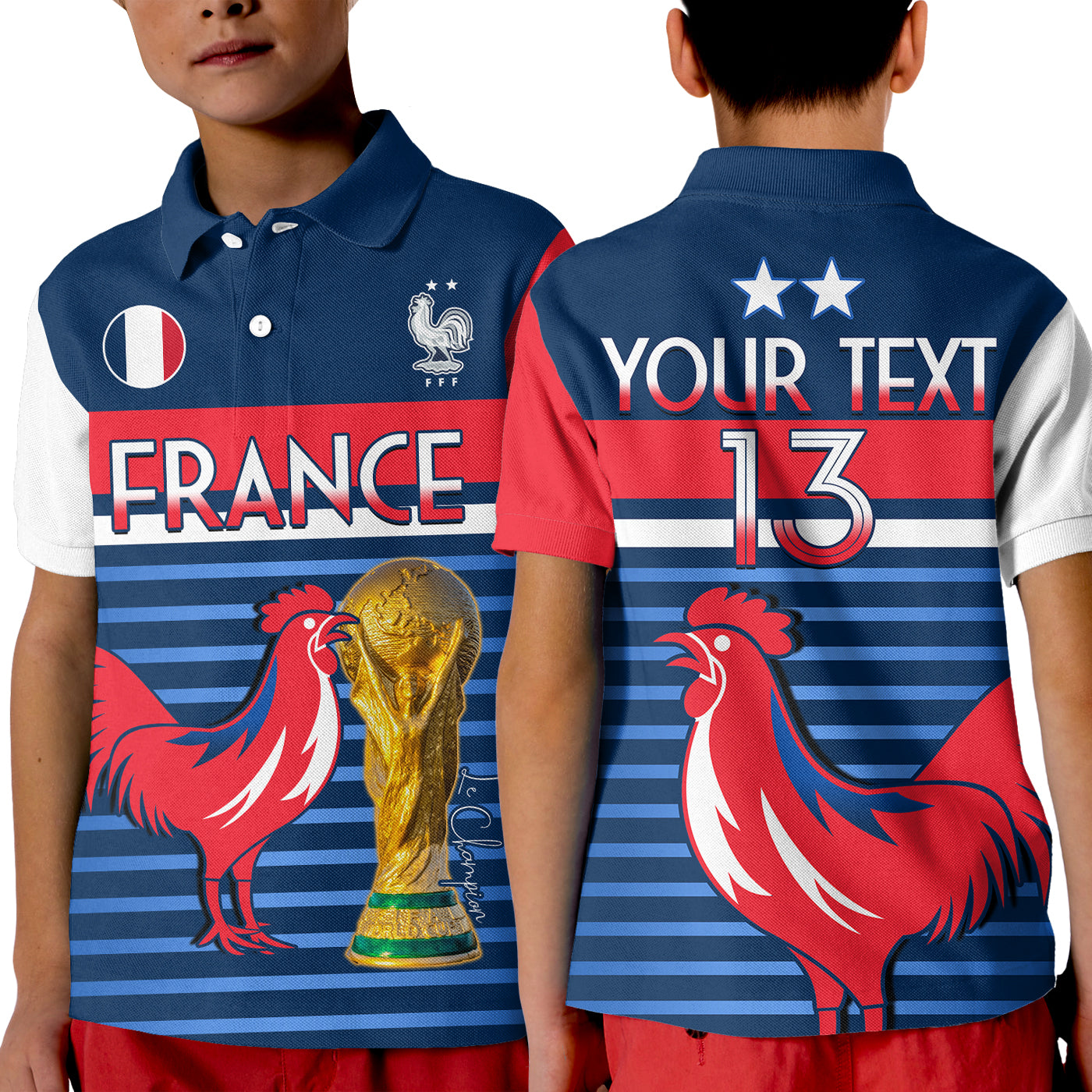 (Custom Text and Number) France Football The Blues Polo Shirt Les Bleus Le Champion 2022 World Cup LT13