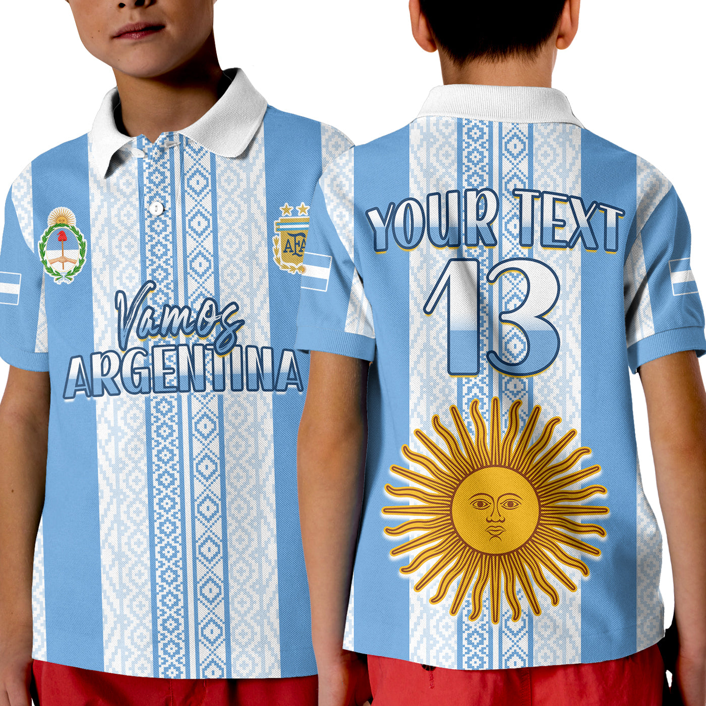 (Custom Text and Number) Argentina Football Polo Shirt Champions World Cup Gaucho Vamos LT13