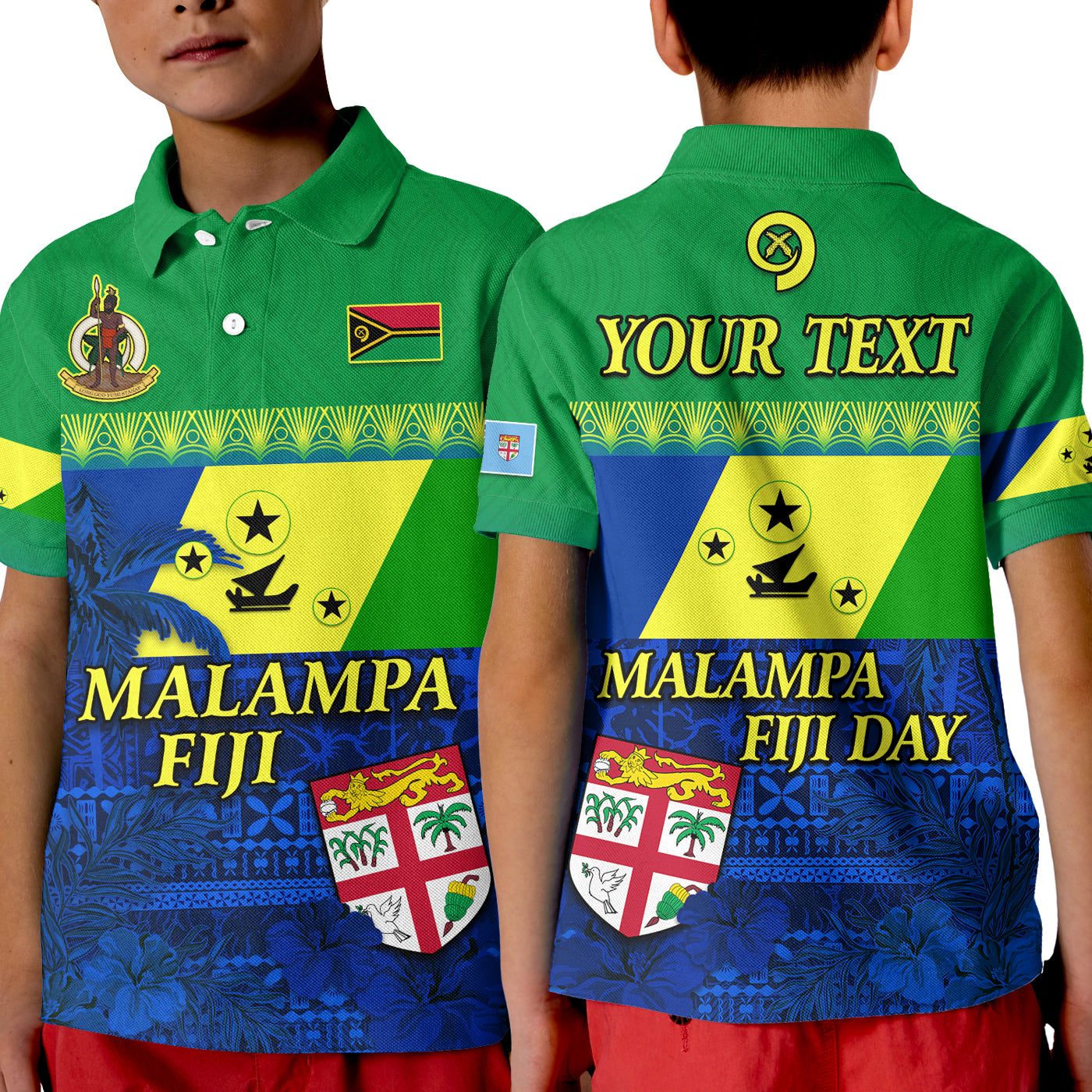 Custom Malampa Fiji Day Polo Shirt Vanuatu Polynesia mix Flowers LT13