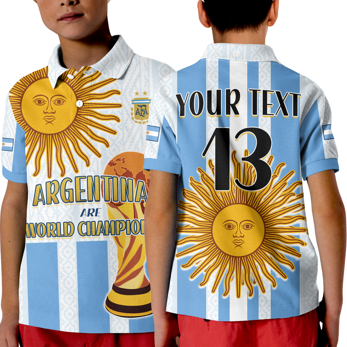 (Custom Text and Number) Argentina Football Polo Shirt World Champions 2022 Dream Come True LT13