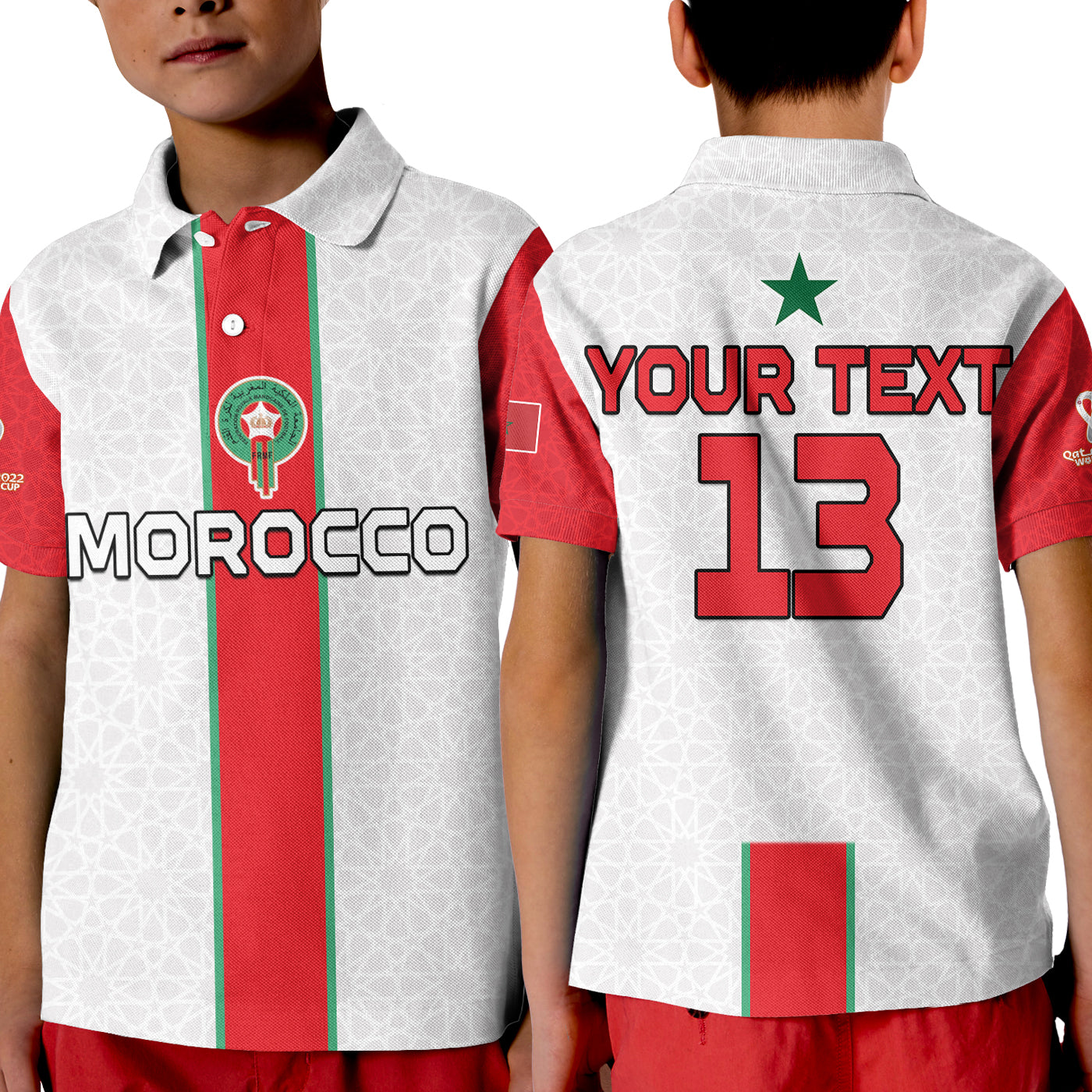 (Custom Text and Number) Morocco Football Polo Shirt Football 2022 Soccer Lions de lAtlas Champions LT13
