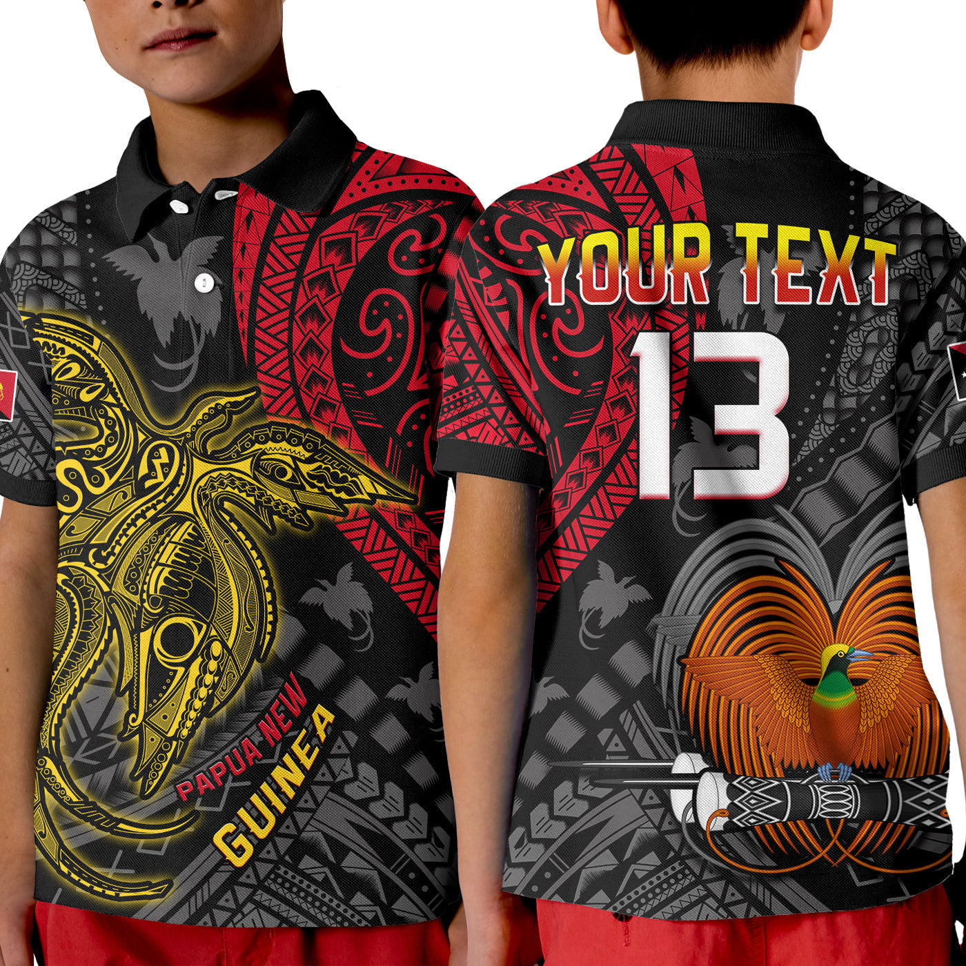 Custom Text and Number Papua New Guinea Polo Shirt Raggiana Birds Of Paradise Happy 47th Independence Day LT13