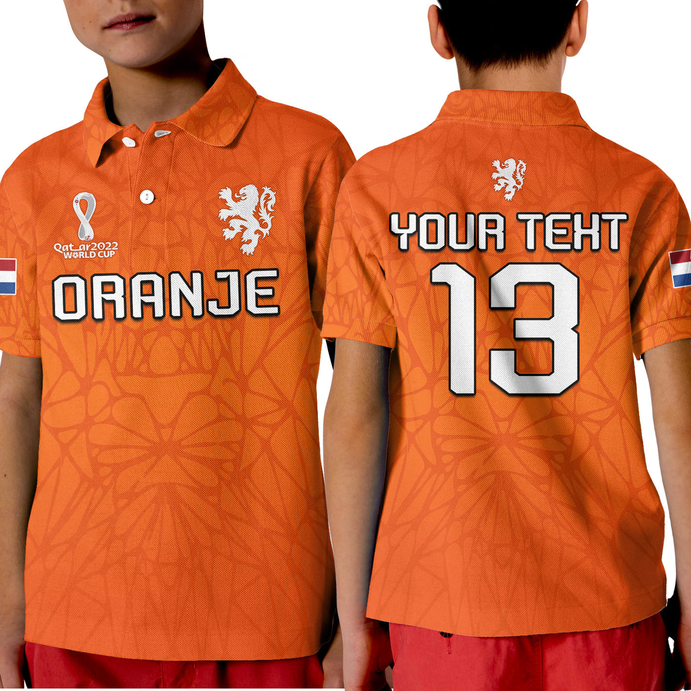 (Custom Text and Number) Football Polo Shirt 2022 Soccer World Cup Oranje Champions LT13