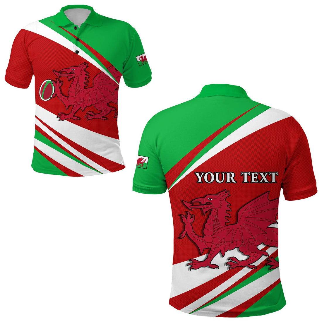 Custom Wales Rugby 2021 Polo Shirt Mix Pattern Six Nations LT13