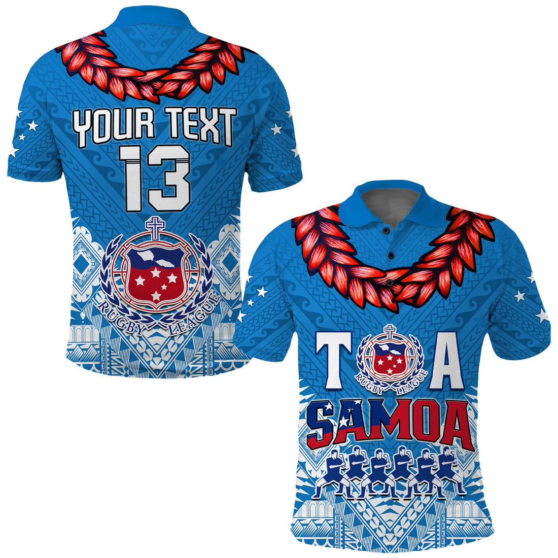 (Custom Text and Number) Toa Samoa Rugby Polo Shirt Manu Siva Tau Style Ulafala LT13