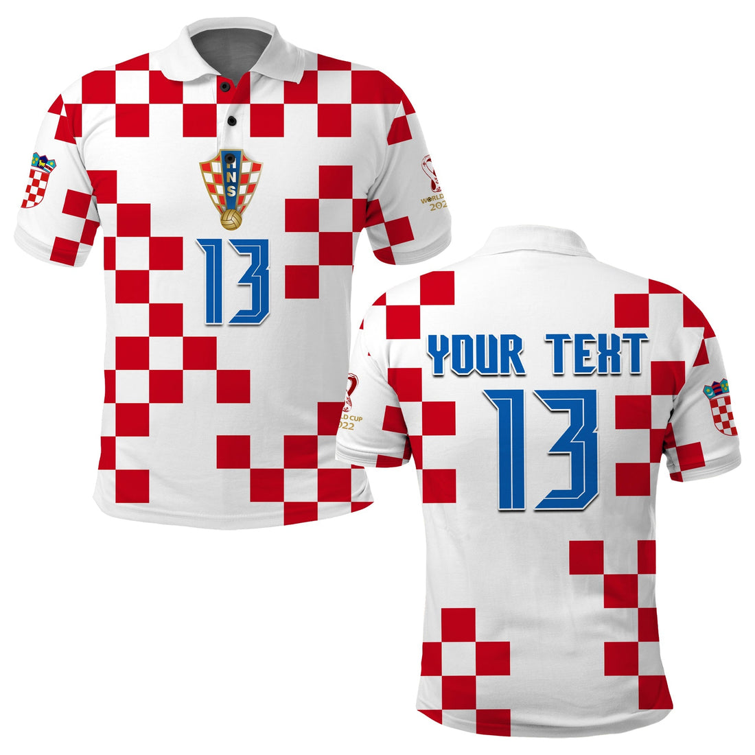 (Custom Text and Number) Croatia Football Polo Shirt World Cup Champions 2022 Hrvatska LT13