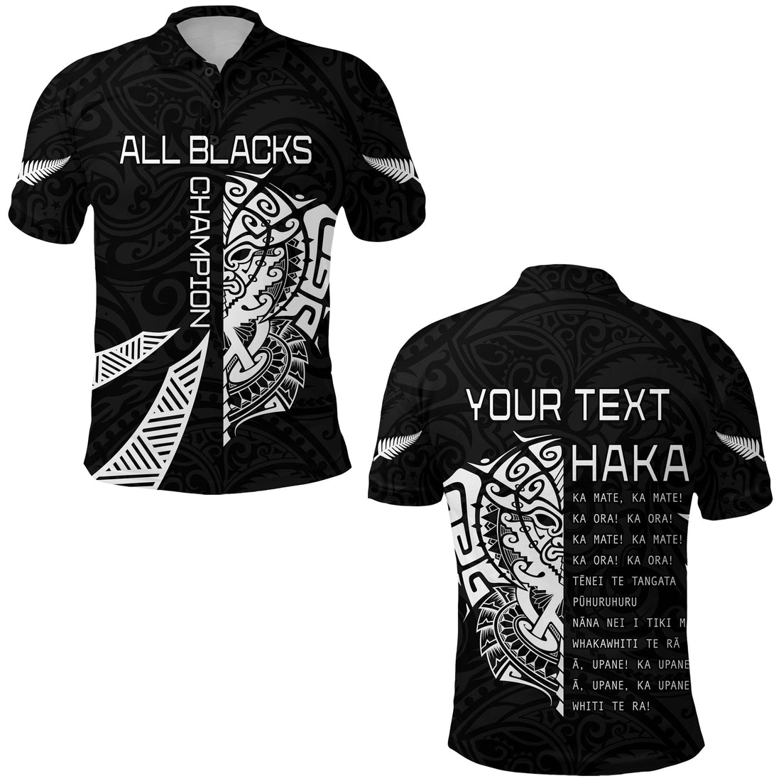 Custom New Zealand Rugby Polo Shirt Haka All Black mix Ta Moko LT13