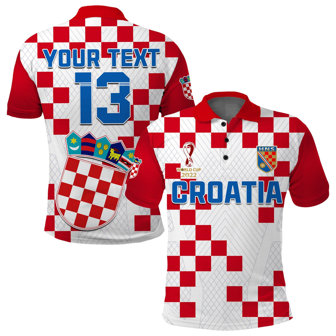 (Custom Text and Number) Croatia Football Polo Shirt Vatreni Hrvatska Champions 2022 World Cup LT13