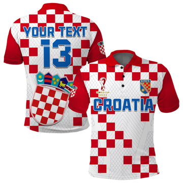 (Custom Text and Number) Croatia Football Polo Shirt Vatreni Hrvatska Champions 2022 World Cup LT13