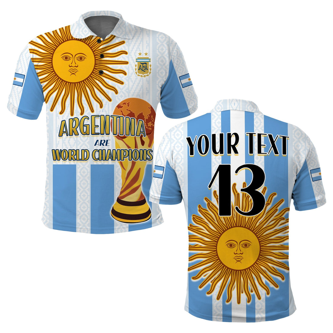 (Custom Text and Number) Argentina Football Polo Shirt World Champions 2022 Dream Come True LT13