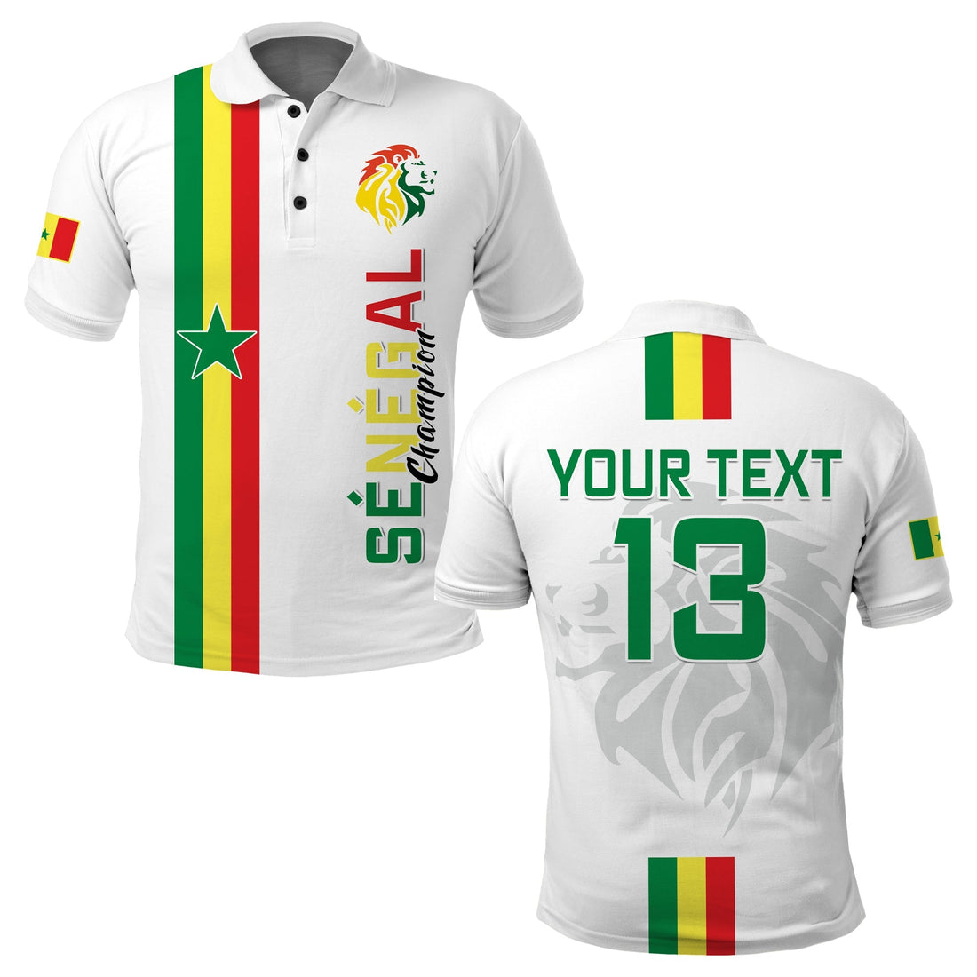 (Custom Text and Number) Senegal Football Polo Shirt World Cup Soccer Lions of Teranga Champions mix Map LT13