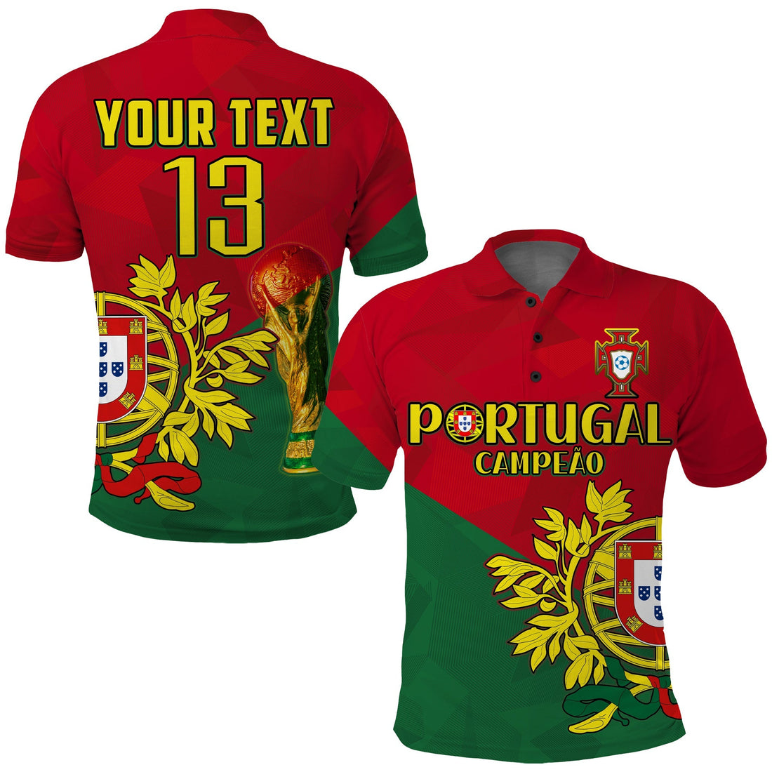 (Custom Text and Number) Portugal Football Polo Shirt Campeao Football 2022 Proud LT13