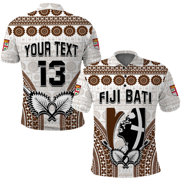 Custom Text and Number Fiji Rugby Bati Polo Shirt Proud Tapa Pattern LT13