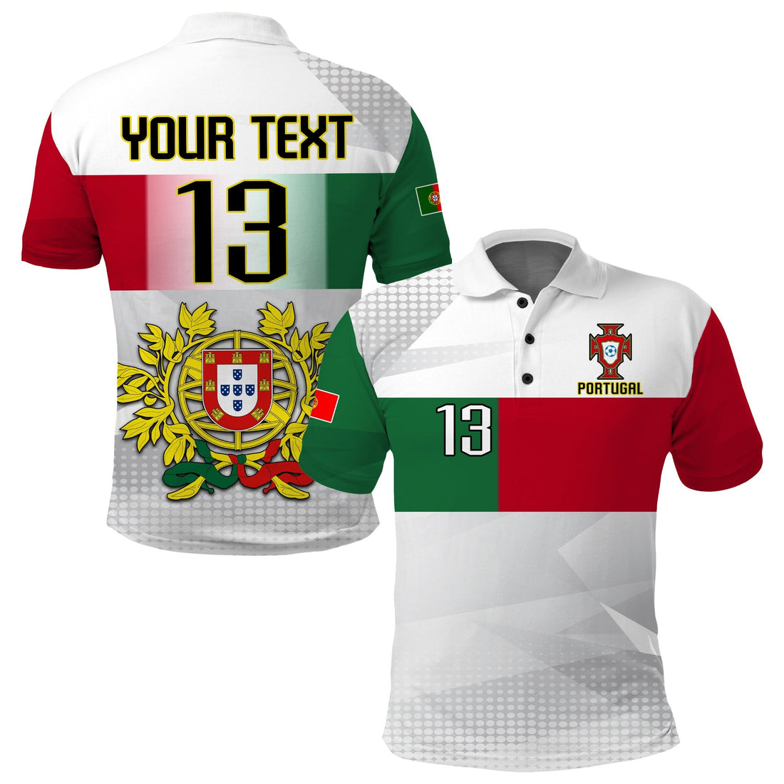 (Custom Text and Number) Portugal Football Polo Shirt Campeao Football 2022 White Sporty LT13