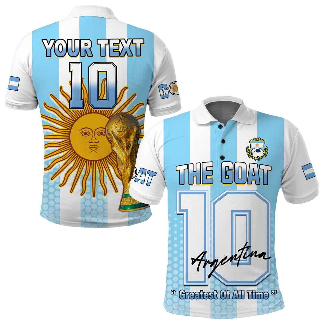 (Custom Text and Number) Argentina Football Polo Shirt Vamos La Albiceleste Soccer World Cup GOAT 2022 LT13
