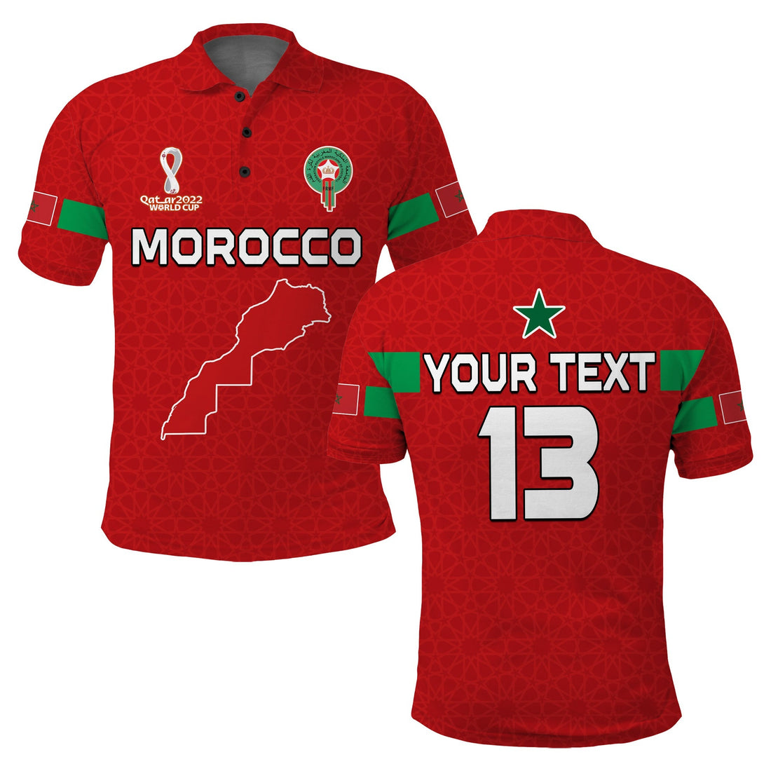 (Custom Text and Number) Morocco Football Polo Shirt Champions World Cup New History LT13