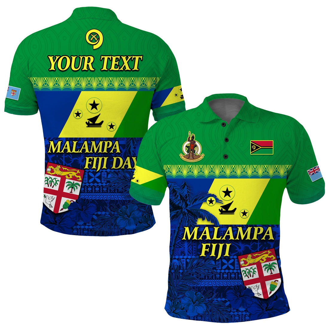 Custom Malampa Fiji Day Polo Shirt Vanuatu Polynesia mix Flowers LT13