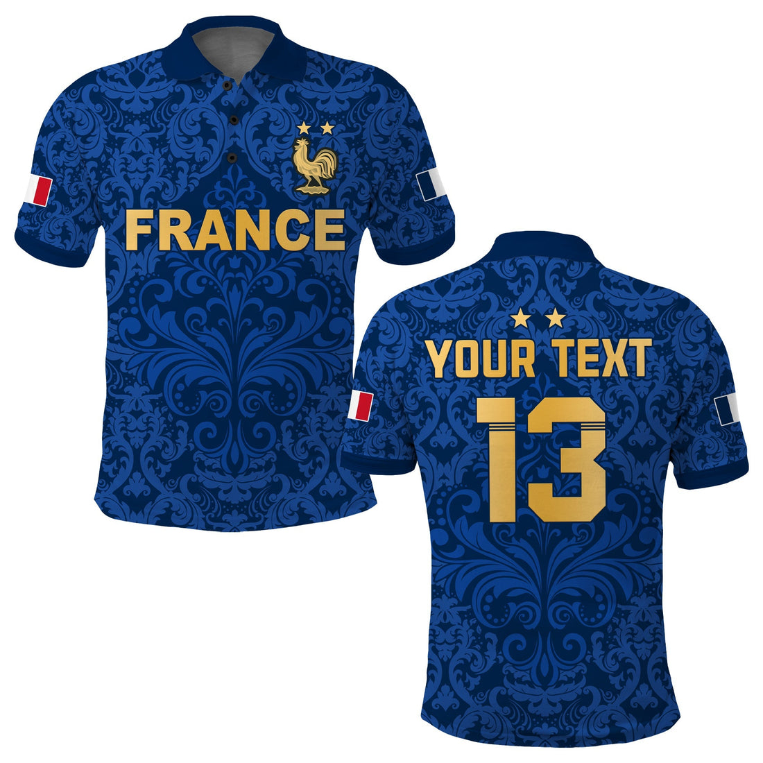 (Custom Text and Number) France Football Polo Shirt Elegant Lily World Cup Les Bleus Le Champion LT13