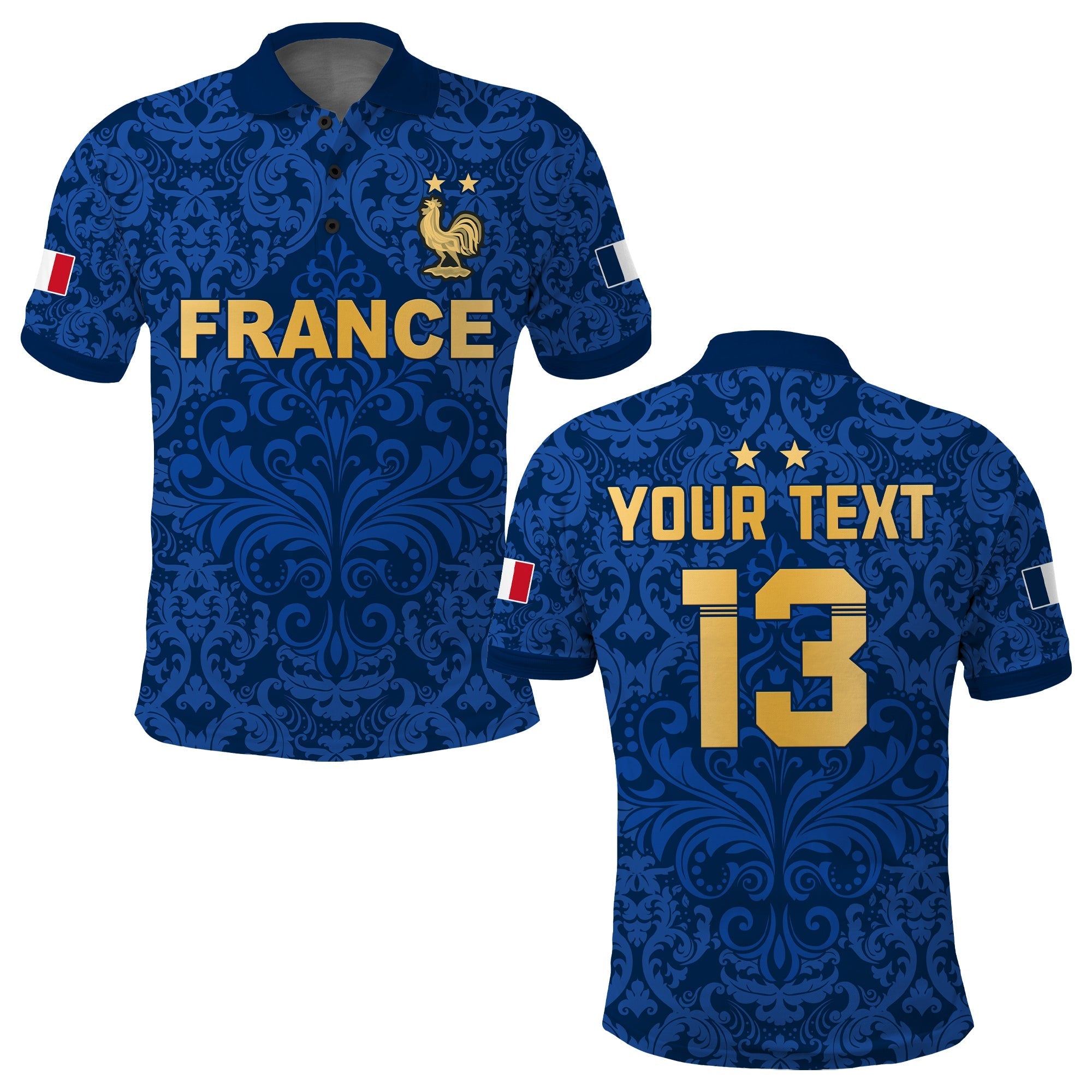 (Custom Text and Number) France Football Polo Shirt Elegant Lily World Cup Les Bleus Le Champion LT13