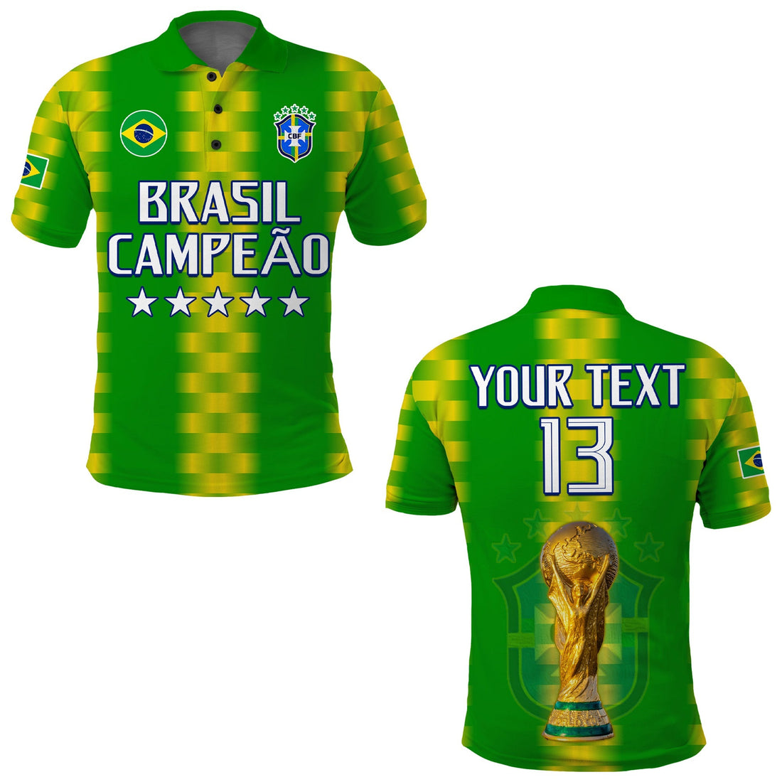 (Custom Text and Number) Brazil Football Champions Polo Shirt Proud Selecao LT13