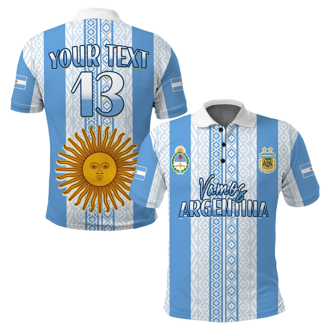 (Custom Text and Number) Argentina Football Polo Shirt Champions World Cup Gaucho Vamos LT13