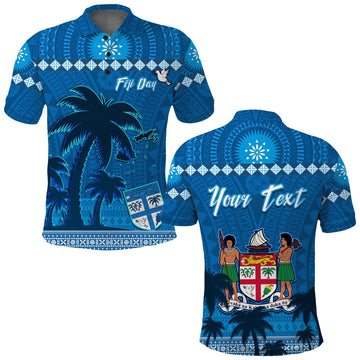 Custom Bula Fiji Day Polo Shirt Fijian Tapa with Palm Tree 52nd Anniversary LT13