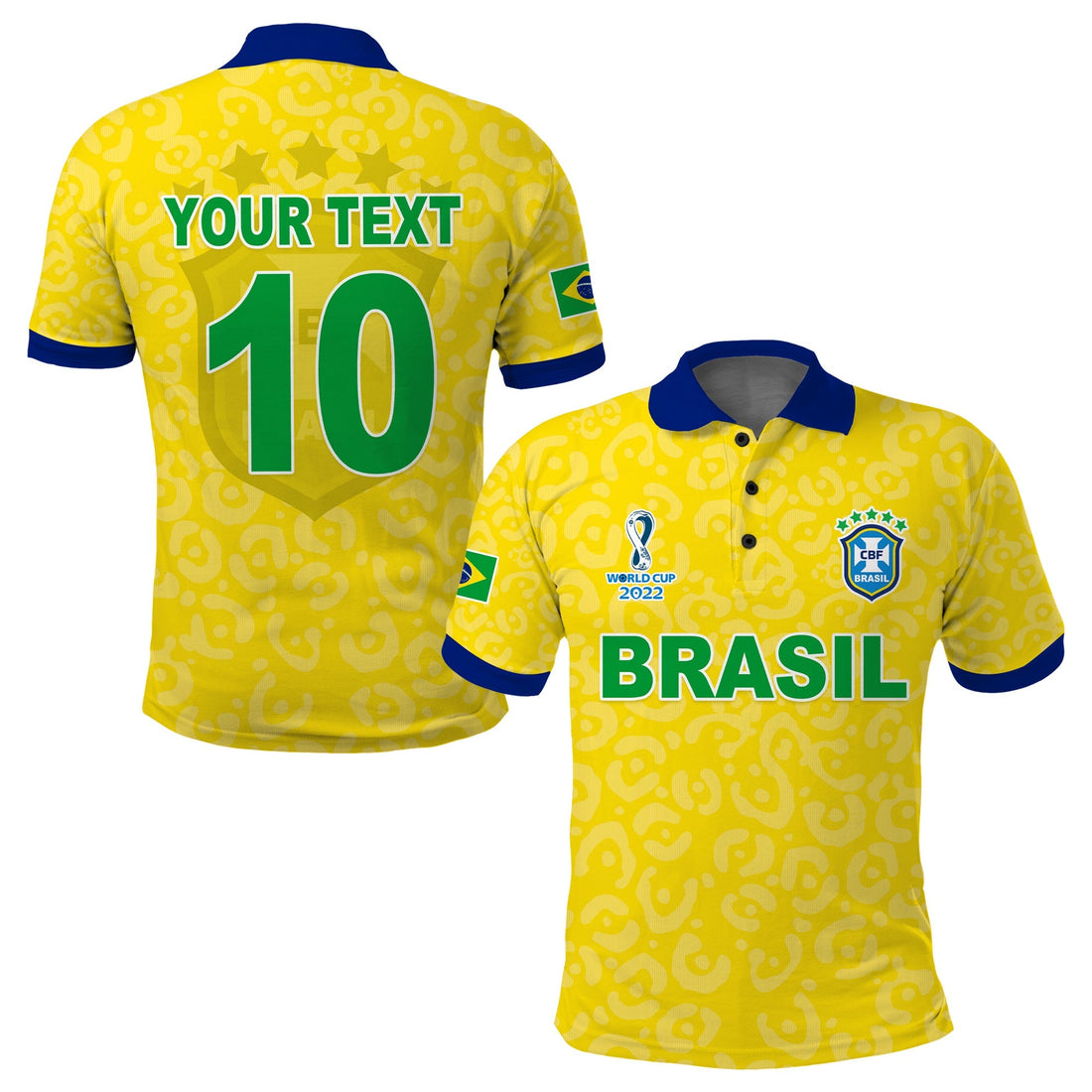 (Custom Text and Number) Brazil Football Polo Shirt World Cup Champions Soccer 2022 Selecao Brasil Campeao LT13