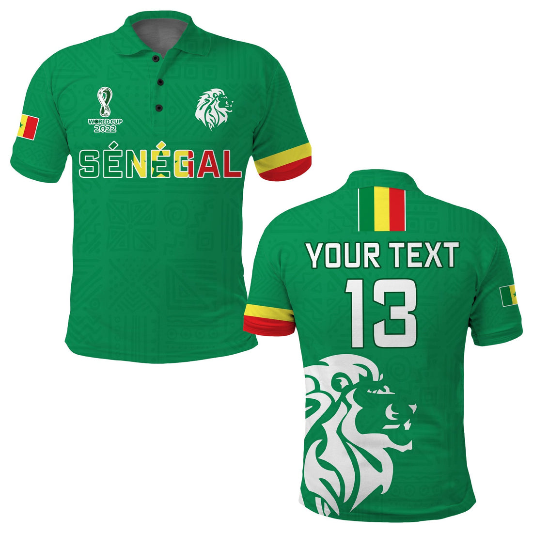 (Custom Text and Number) Senegal Football Polo Shirt Lions of Teranga Soccer Champions World Cup LT13