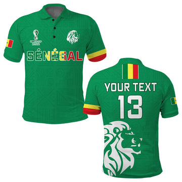 (Custom Text and Number) Senegal Football Polo Shirt Lions of Teranga Soccer Champions World Cup LT13
