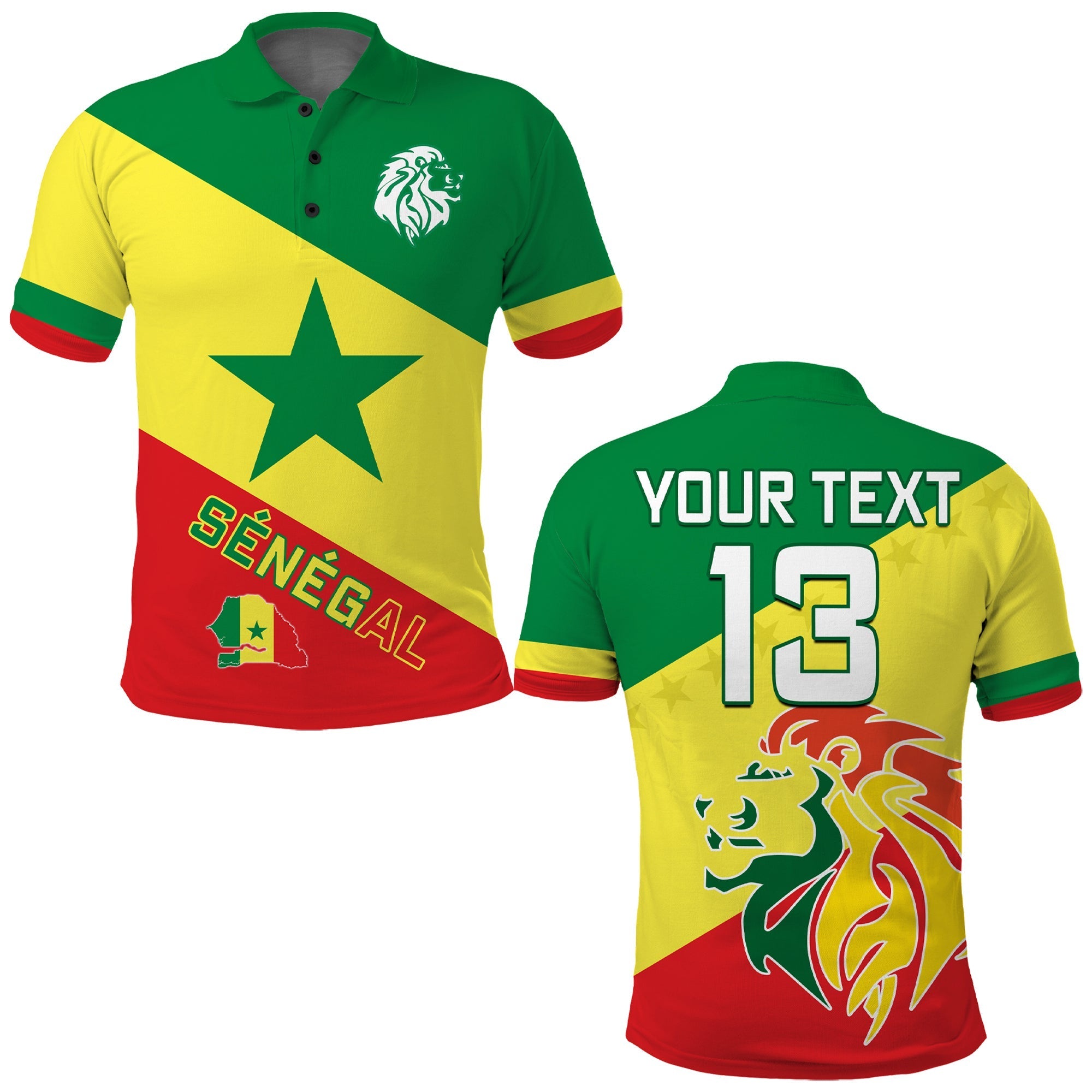(Custom Text and Number) Senegal Football Polo Shirt Lions of Teranga Soccer Football 2022 Style Flag LT13